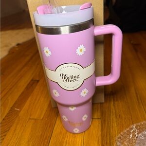 40 Oz Pink Daisy Insulated Tumbler with Handle